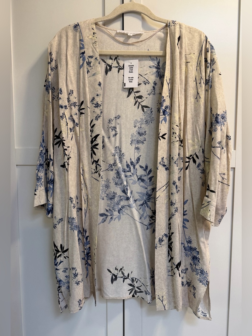 Cleo 3/4 Sleeve Open Duster Size Large NWT